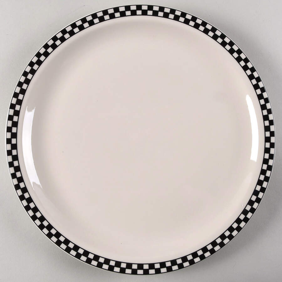 Checkers Black 11" Chop Plate (Round Platter) by Homer Laughlin -1