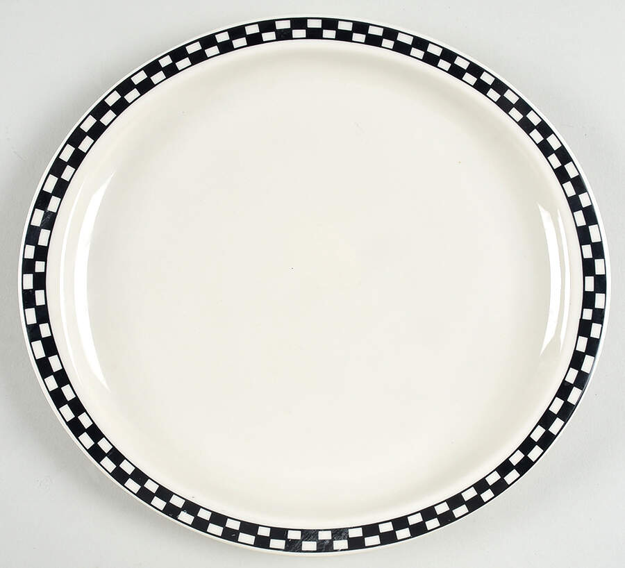 Checkers Black 11" Oval Serving Platter by Homer Laughlin -1