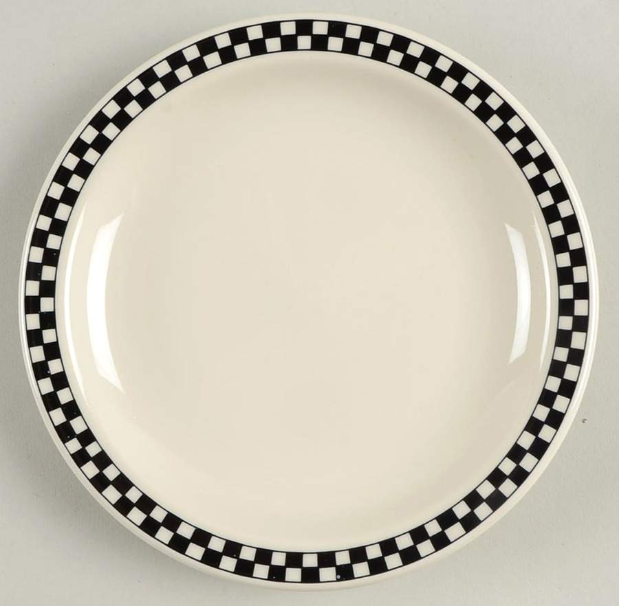Checkers Black Salad/Dessert Plate by Homer Laughlin -1