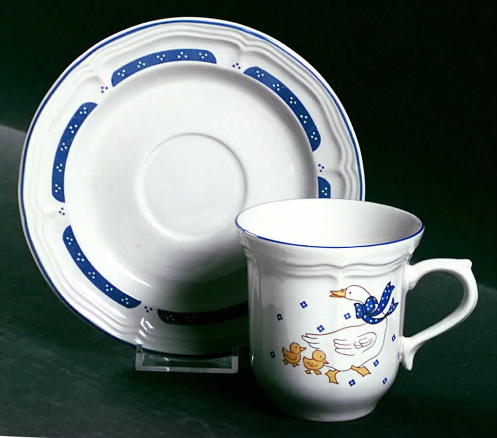 Country Goose Flat Cup & Saucer Set by Home Style-1