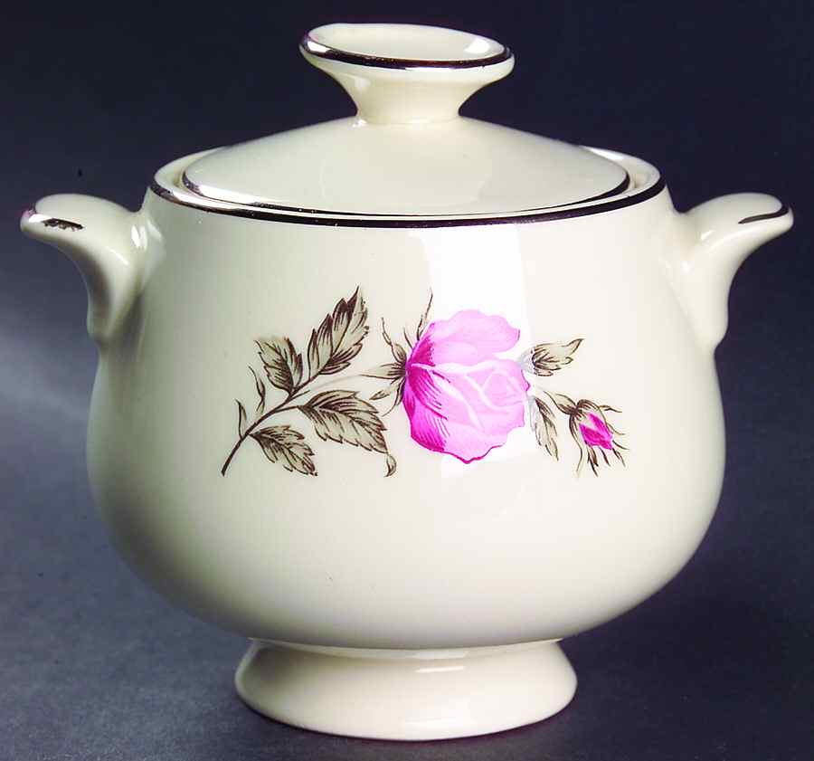 Tiffany Rose Sugar Bowl & Lid by Homer Laughlin -1