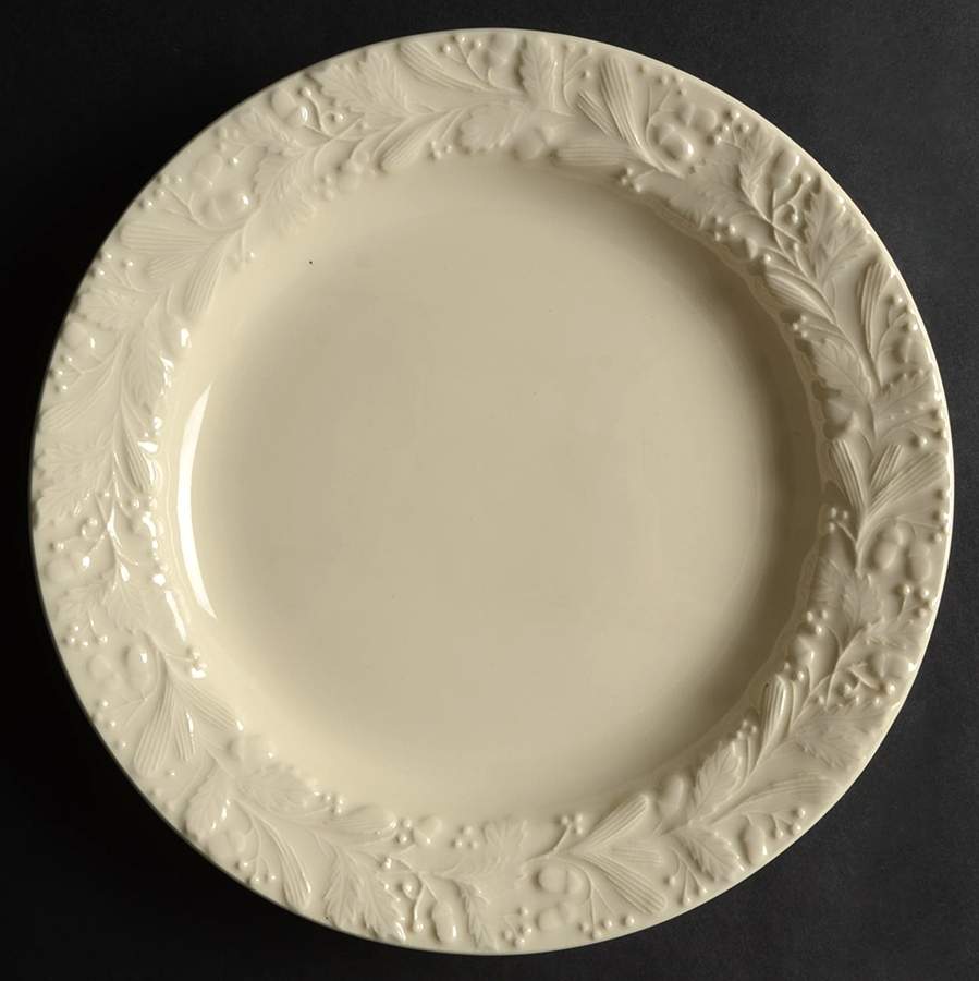 White Relief Dinner Plate by Hartstone-1