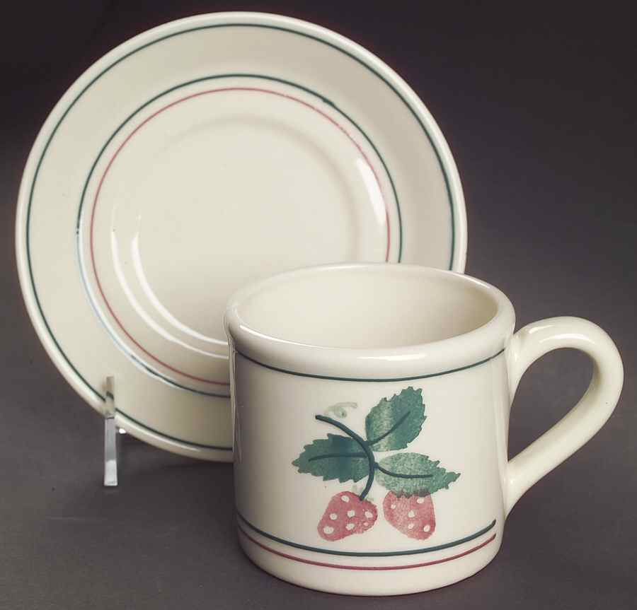 Strawberries Flat Cup & Saucer Set by Hartstone-1
