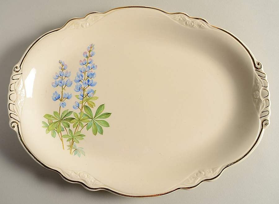 Blue Bonnet 13" Oval Serving Platter by Homer Laughlin -1