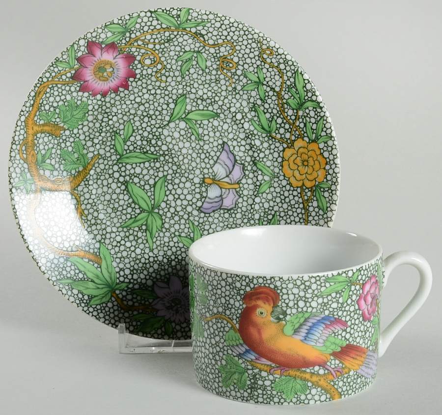 Parakeet Flat Cup & Saucer Set by Haldon-1