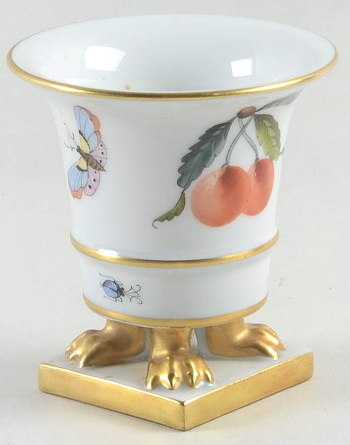 Fruit & Flowers Small Claw Footed Vase by Herend-1