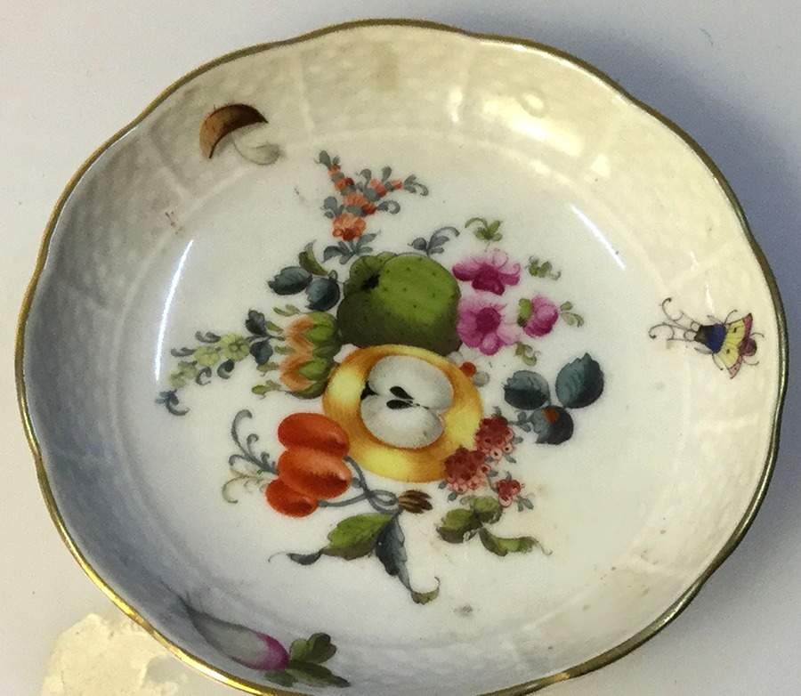 Fruit & Flowers 4" Round Scalloped Dish by Herend-1