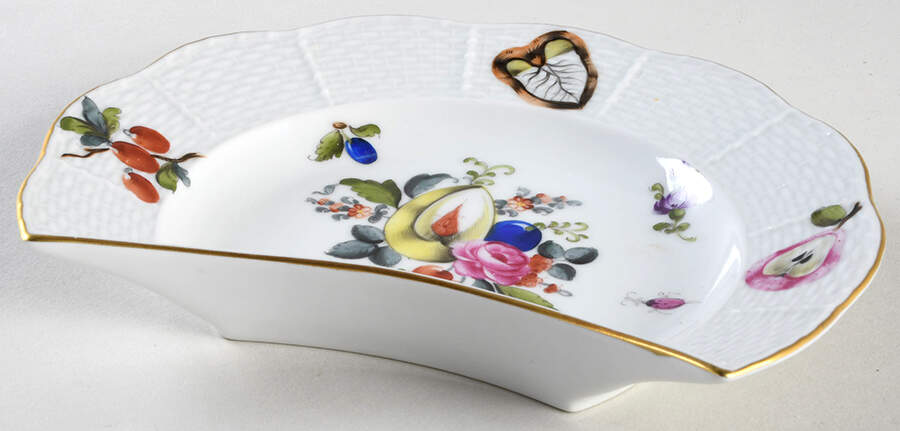 Fruit & Flowers Crescent Salad Plate by Herend-1