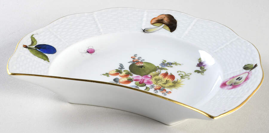 Fruit & Flowers Crescent Salad Plate by Herend-1