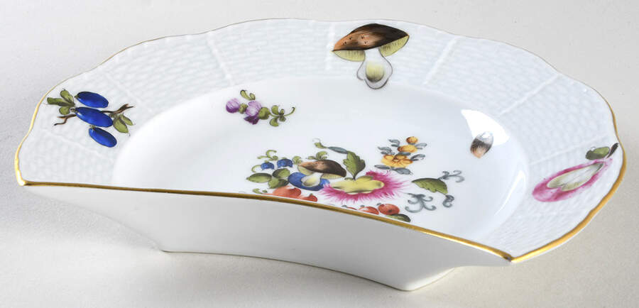 Fruit & Flowers Crescent Salad Plate by Herend-1