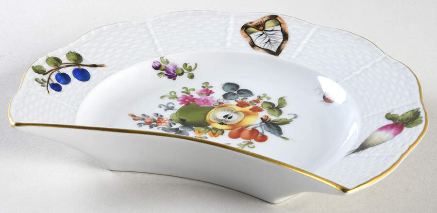 Fruit & Flowers Crescent Salad Plate by Herend-1