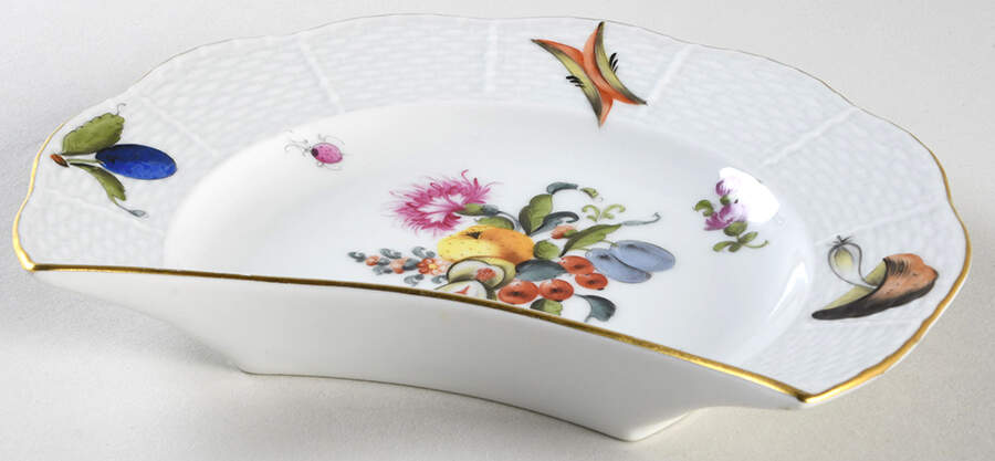 Fruit & Flowers Crescent Salad Plate by Herend-1