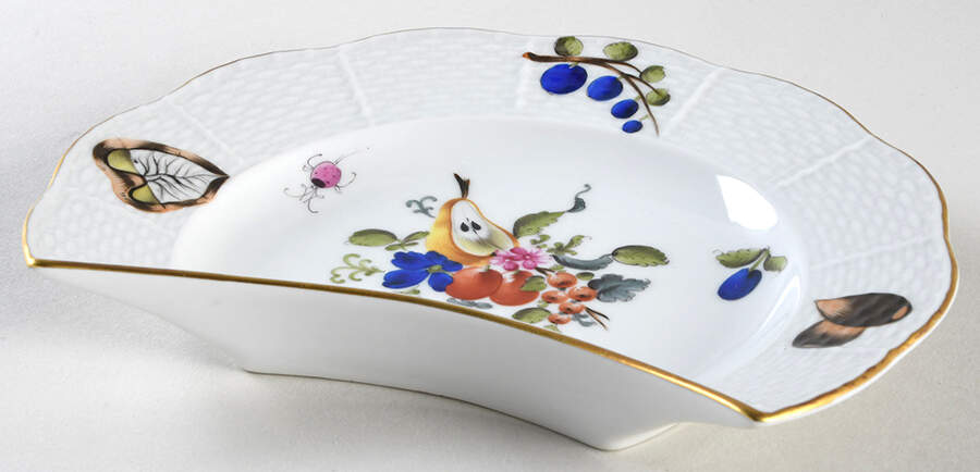 Fruit & Flowers Crescent Salad Plate by Herend-1