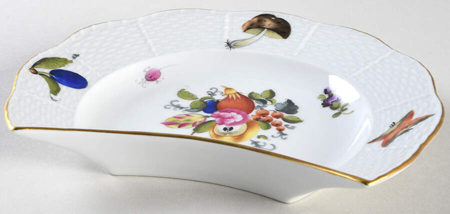 Fruit & Flowers Crescent Salad Plate by Herend-1