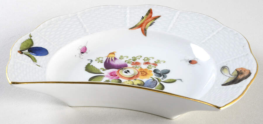 Fruit & Flowers Crescent Salad Plate by Herend-1