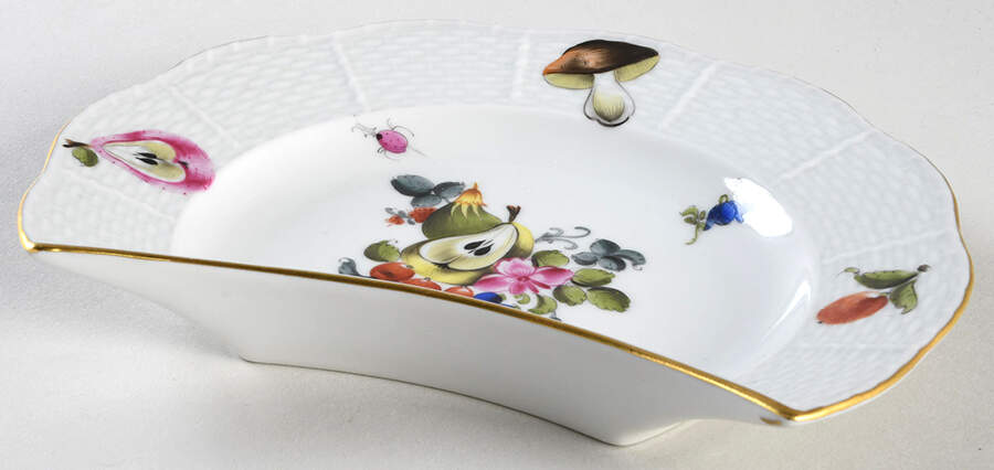 Fruit & Flowers Crescent Salad Plate by Herend-1