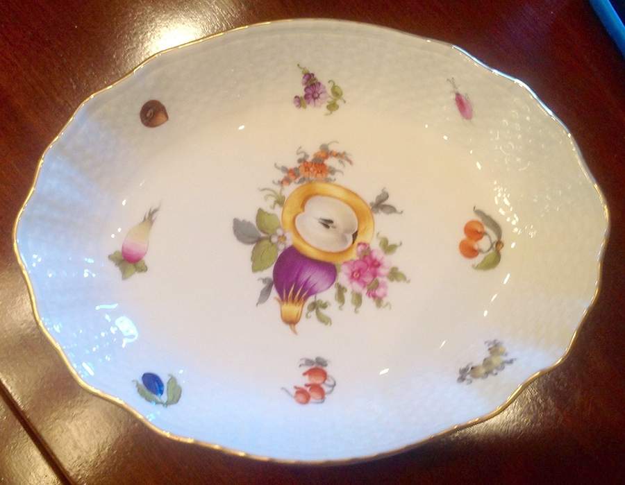 Fruit & Flowers 8" Oval Vegetable Bowl by Herend-1