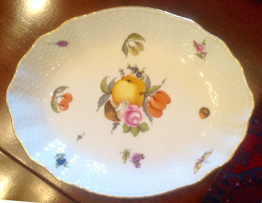 Fruit & Flowers 8" Oval Vegetable Bowl by Herend-1