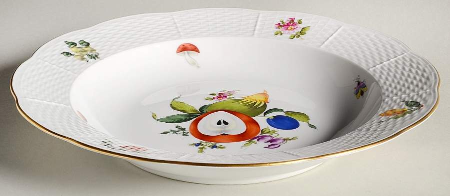 Fruit & Flowers Large Rim Soup Bowl by Herend-1