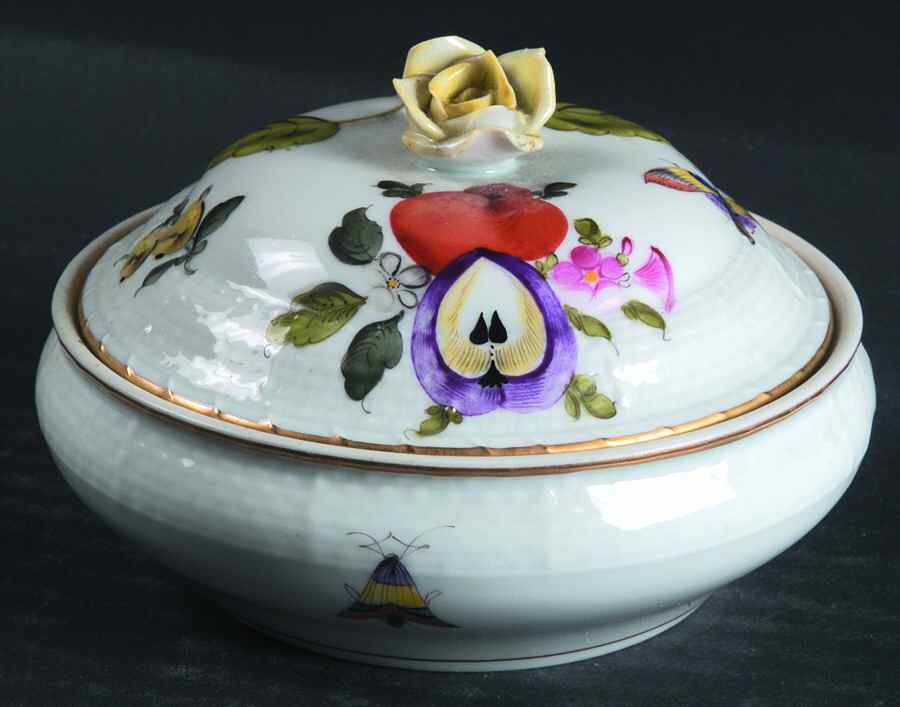 Fruit & Flowers Sugar Bowl & Lid by Herend-1