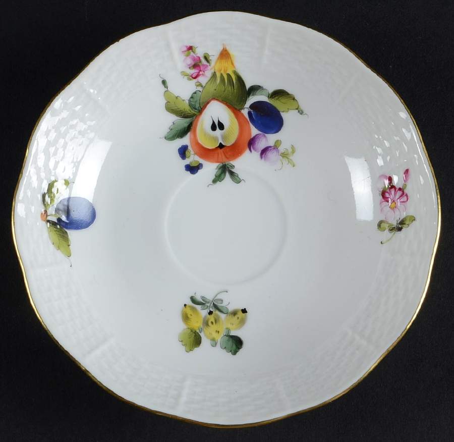 Fruit & Flowers Saucer for Flat Demitasse Cup by Herend-1