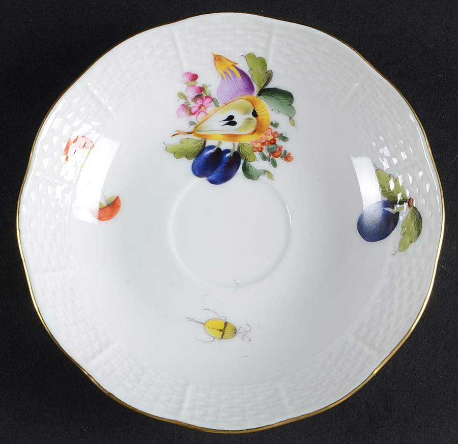 Fruit & Flowers Saucer for Flat Demitasse Cup by Herend-1