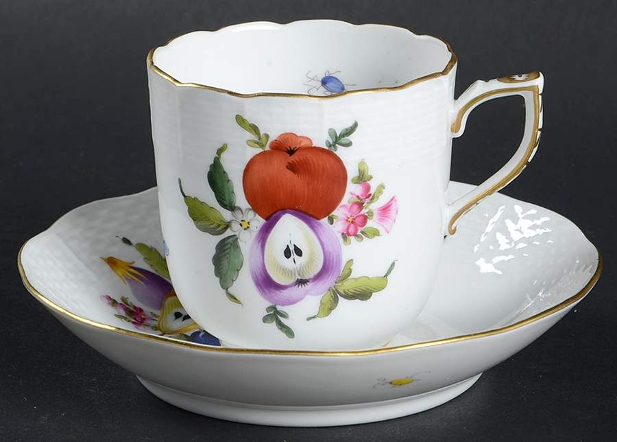 Fruit & Flowers Flat Demitasse Cup & Saucer Set by Herend-1