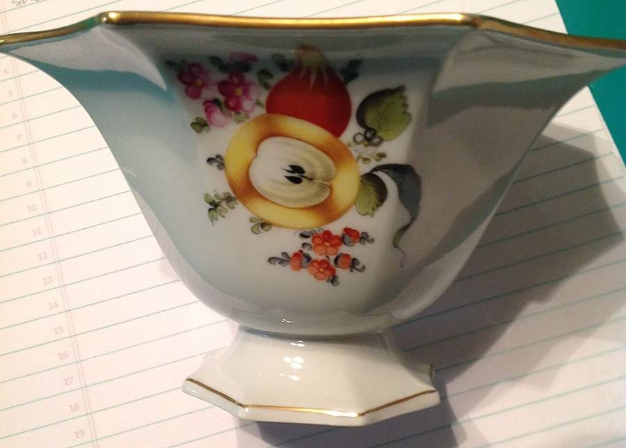 Fruit & Flowers Small Octagonal Bowl by Herend-1