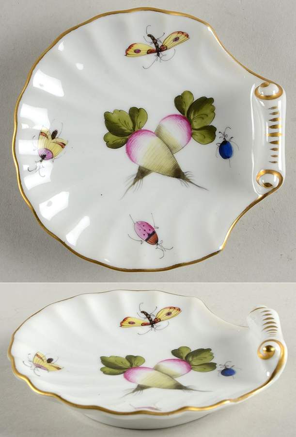 Fruit & Flowers Small Shell Shaped Dish by Herend-1