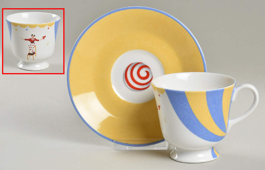 Circus Footed Cup & Saucer Set by Hermes-1