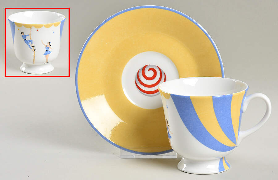 Circus Footed Cup & Saucer Set by Hermes-1
