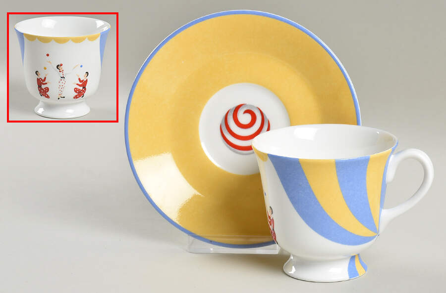 Circus Footed Cup & Saucer Set by Hermes-1