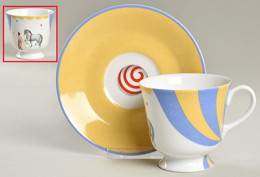 Circus Footed Cup & Saucer Set by Hermes-1