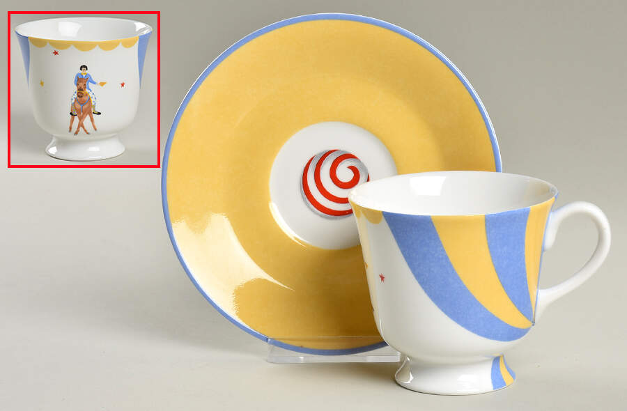 Circus Footed Cup & Saucer Set by Hermes-1