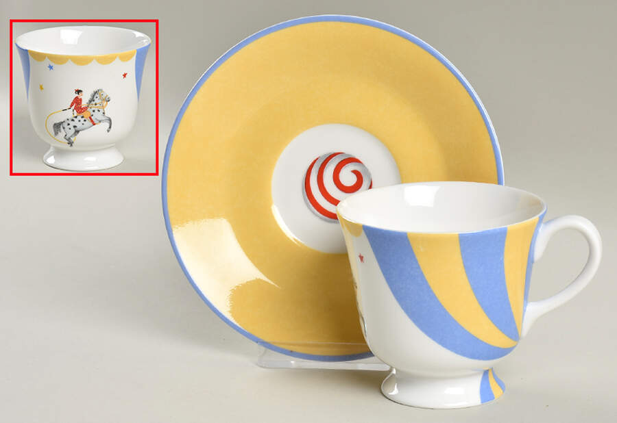 Circus Footed Cup & Saucer Set by Hermes-1