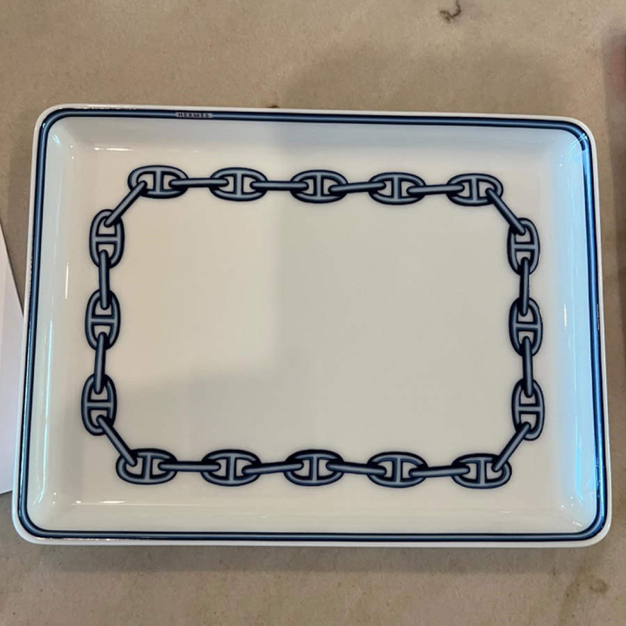 Chaine D'Ancre (Blue) 6" Rectangular Tray by Hermes-1
