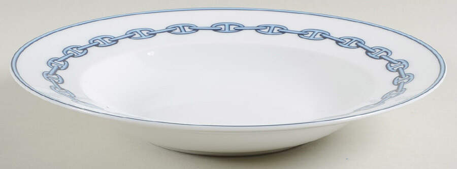 Chaine D'Ancre (Blue) Large Rim Soup Bowl by Hermes-1