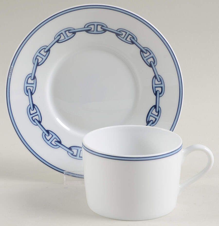 Chaine D'Ancre (Blue) Flat Cup & Saucer Set by Hermes-1