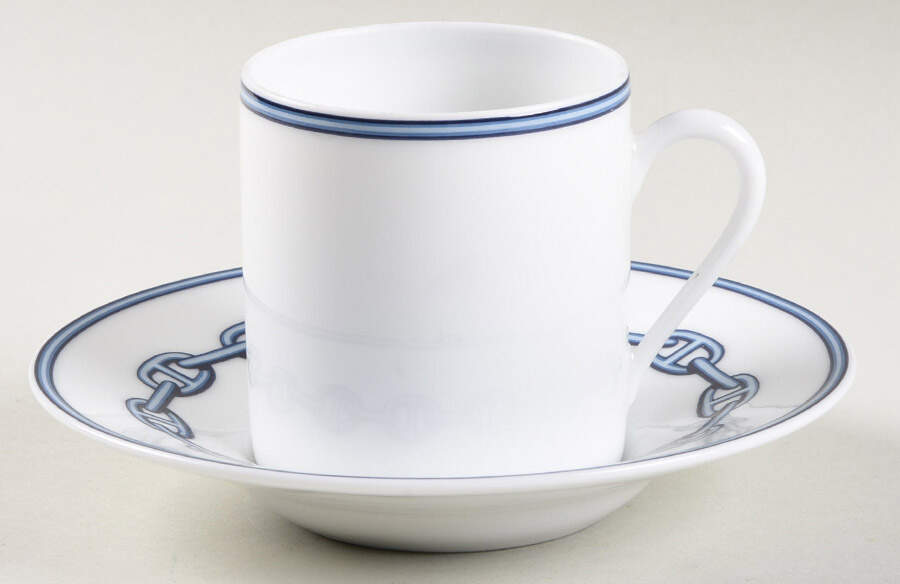 Chaine D'Ancre (Blue) Flat Demitasse Cup & Saucer Set by Hermes-1