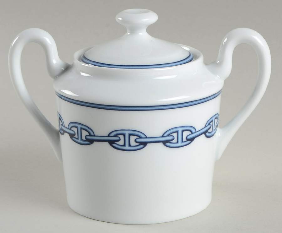 Chaine D'Ancre (Blue) Sugar Bowl & Lid by Hermes-1