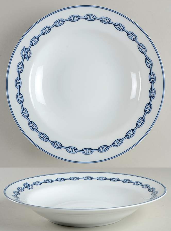 Chaine D'Ancre (Blue) Deep Round Platter by Hermes-1