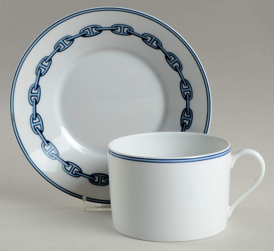 Chaine D'Ancre (Blue) Breakfast Cup & Saucer Set by Hermes-1