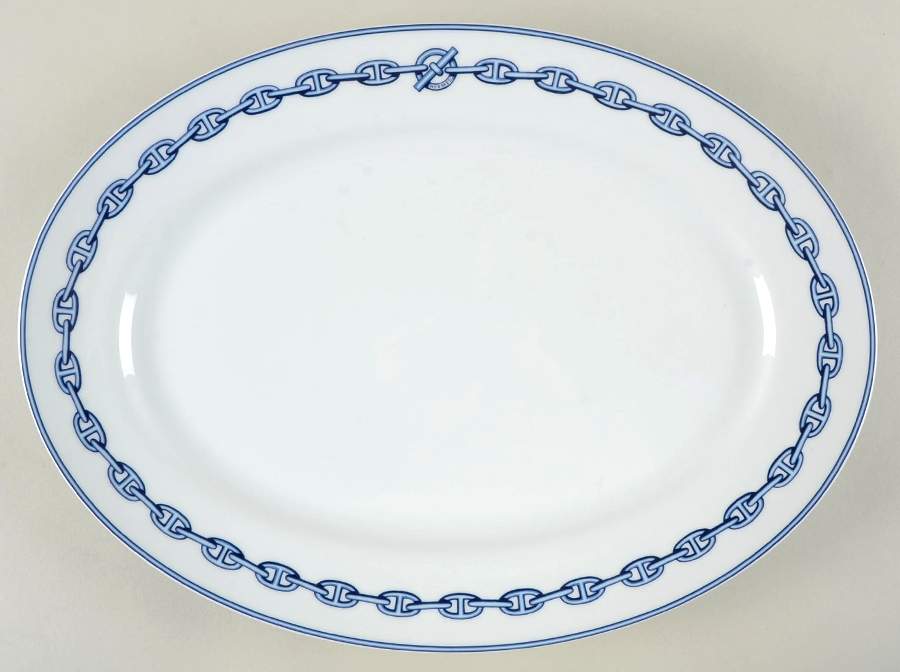 Chaine D'Ancre (Blue) 16" Oval Serving Platter by Hermes-1