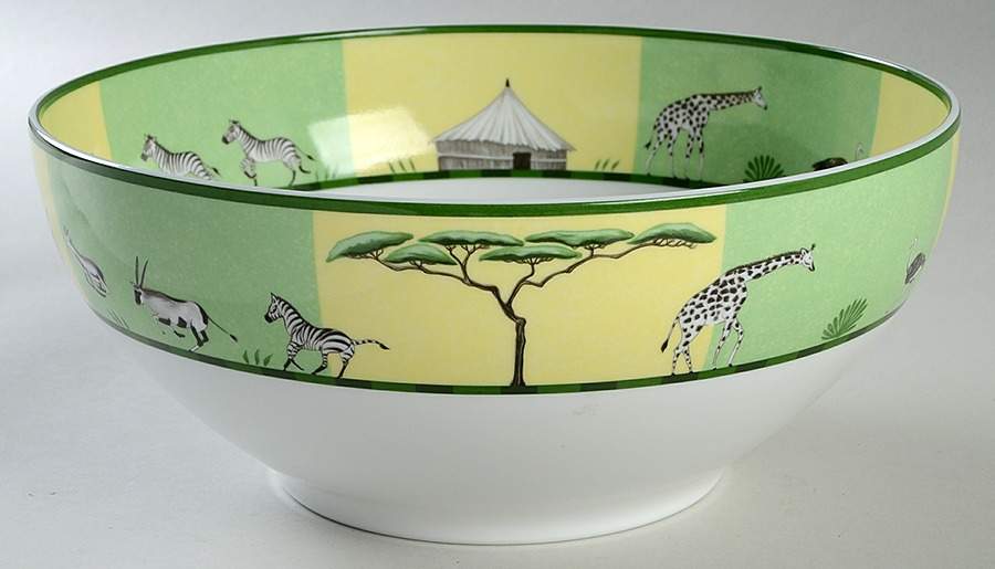 Africa Green-Yellow 10" Large Salad Serving Bowl by Hermes-1