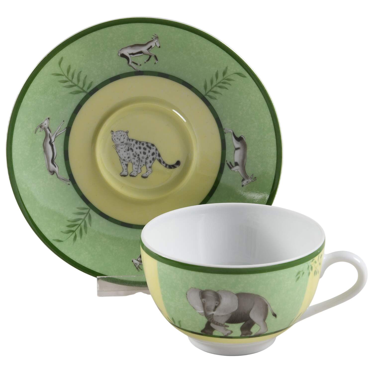 Africa Green-Yellow Flat Cup & Saucer Set by Hermes-1