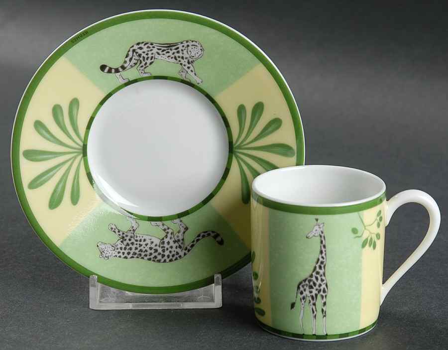 Africa Green-Yellow Espresso Cup and Saucer Set by Hermes-1