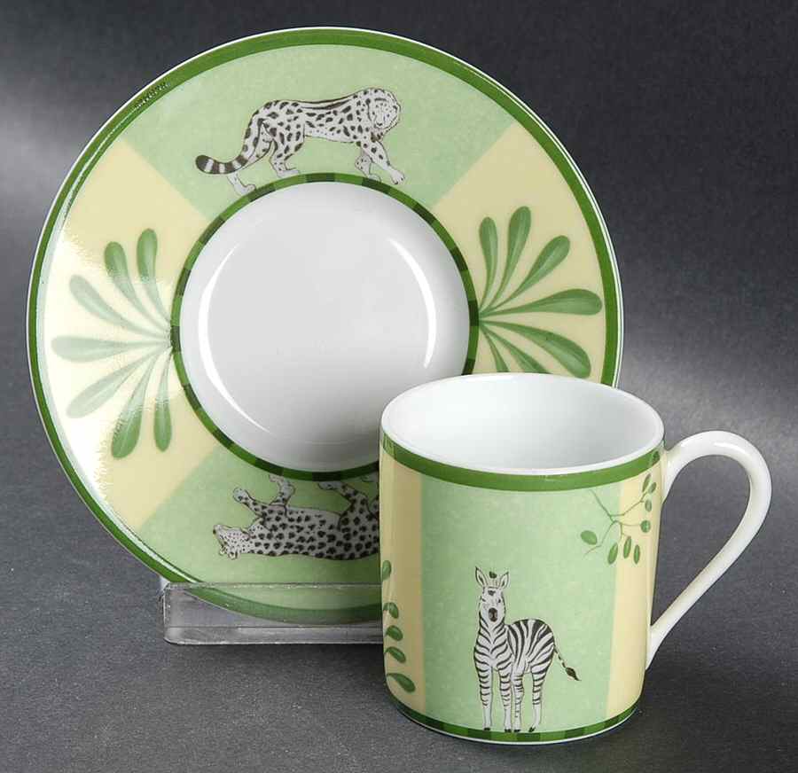 Africa Green-Yellow Espresso Cup and Saucer Set by Hermes-1