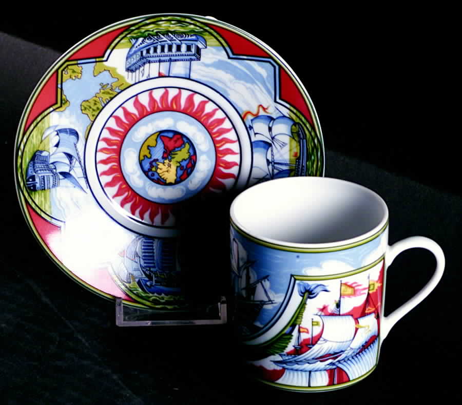 Patchwork Alizes Flat Cup & Saucer Set by Hermes-1