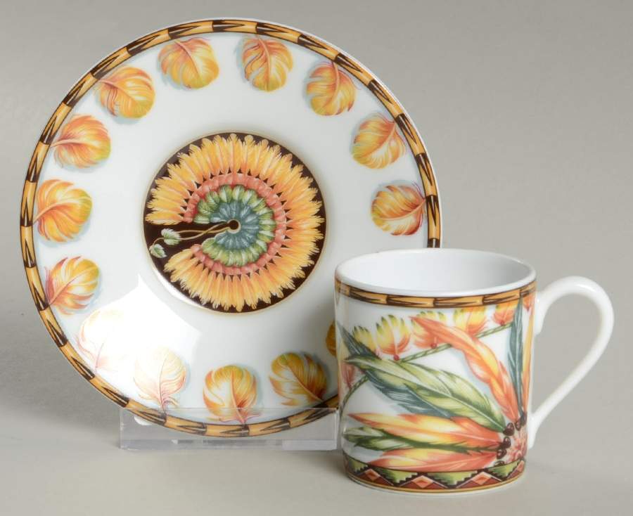 Patchwork Brazil Flat Demitasse Cup & Saucer Set by Hermes-1