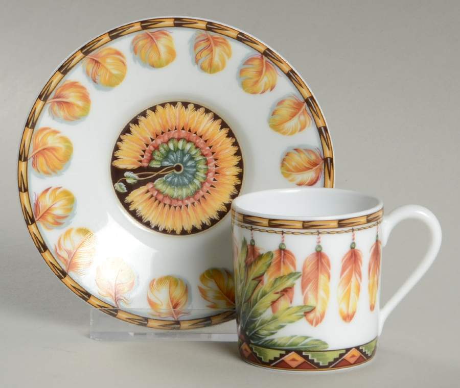 Patchwork Brazil Flat Demitasse Cup & Saucer Set by Hermes-1